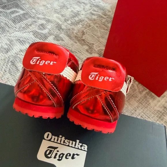 Onitsuka Mexico 66 Tgrs Red Women's Mary Jane Flats with Cream Trim - Picture 3 of 9